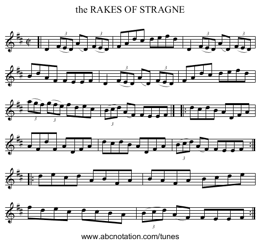 the RAKES OF STRAGNE - staff notation