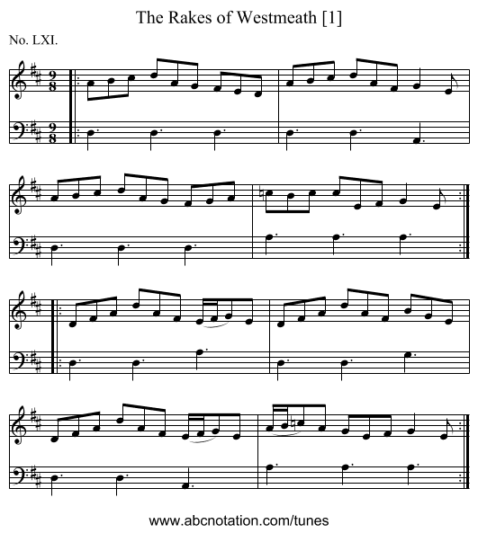 The Rakes of Westmeath [1] - staff notation