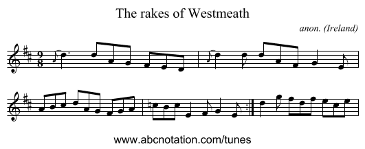 The rakes of Westmeath - staff notation