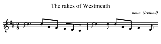 The rakes of Westmeath - staff notation