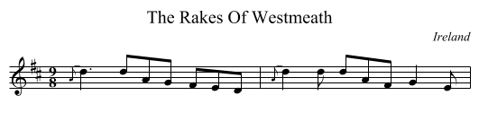 The Rakes Of Westmeath - staff notation