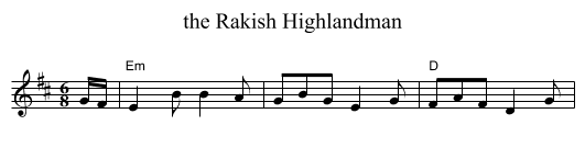 the Rakish Highlandman - staff notation