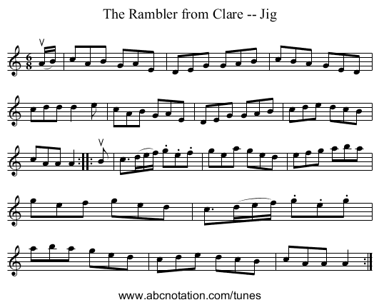 The Rambler from Clare -- Jig - staff notation