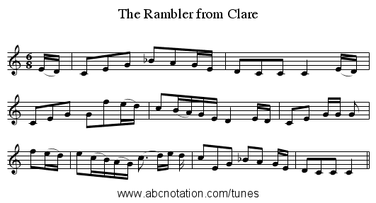 The Rambler from Clare - staff notation