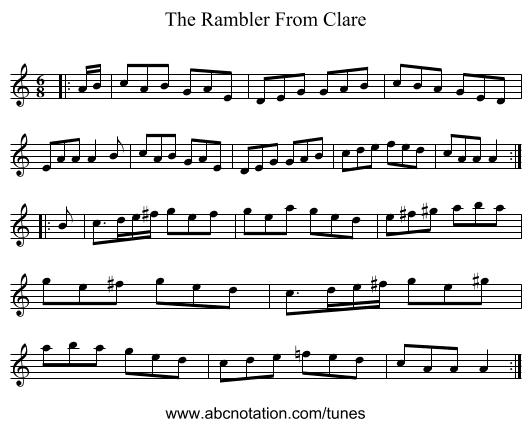 The Rambler From Clare - staff notation