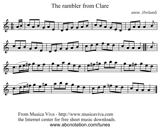 The rambler from Clare - staff notation