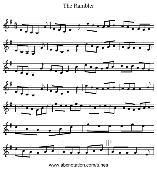 The Rambler - staff notation