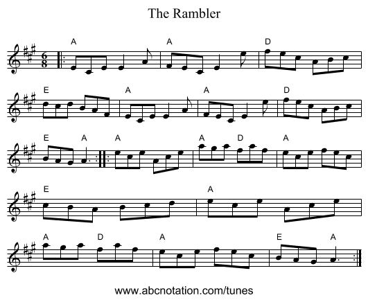 The Rambler - staff notation