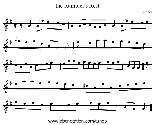 the Rambler's Rest - staff notation