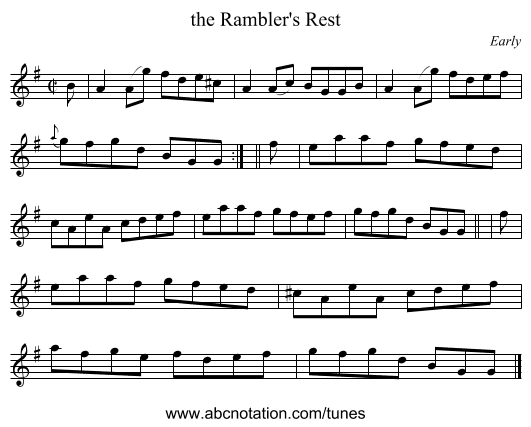 the Rambler's Rest - staff notation