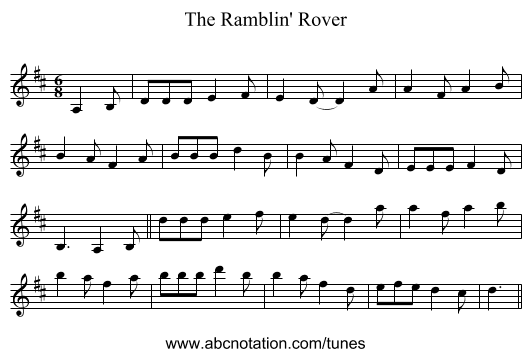 The Ramblin' Rover - staff notation