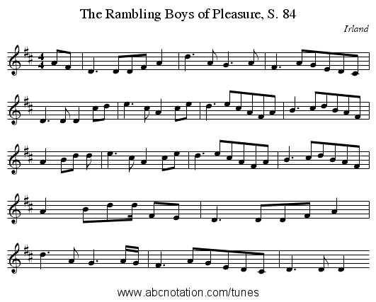 The Rambling Boys of Pleasure, S. 84 - staff notation
