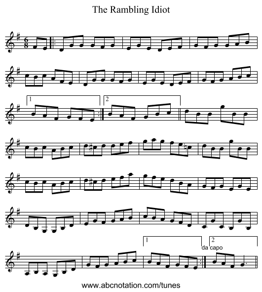 The Rambling Idiot - staff notation