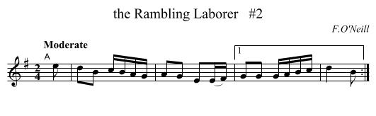 the Rambling Laborer   #2 - staff notation