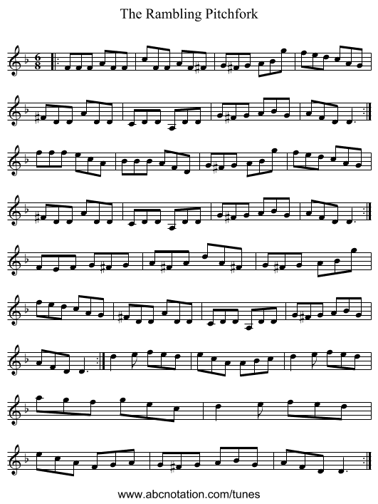 The Rambling Pitchfork - staff notation