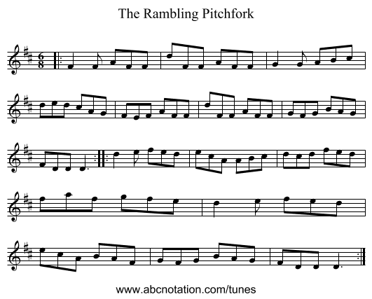 The Rambling Pitchfork - staff notation