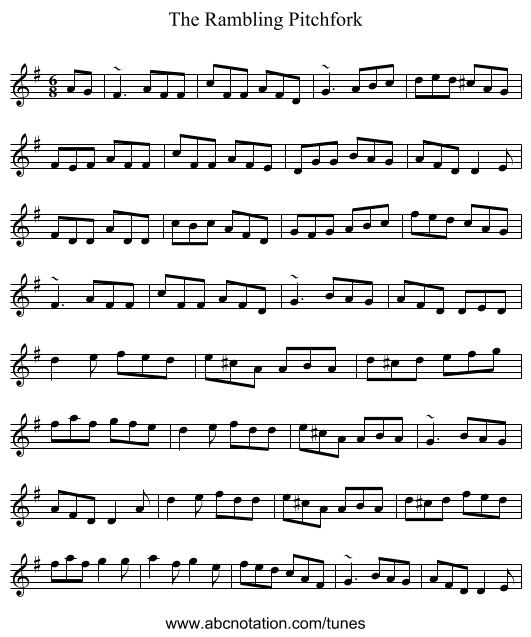 The Rambling Pitchfork - staff notation