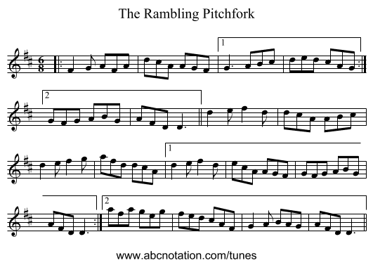 The Rambling Pitchfork - staff notation