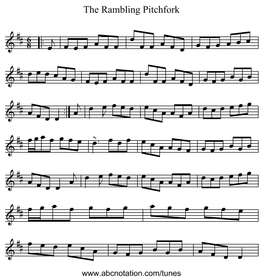 The Rambling Pitchfork - staff notation