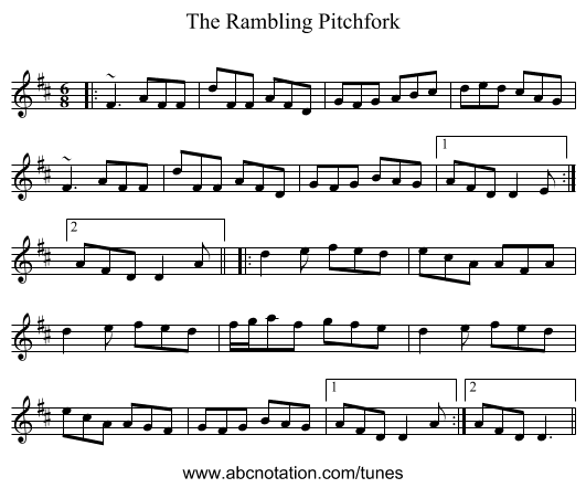 The Rambling Pitchfork - staff notation