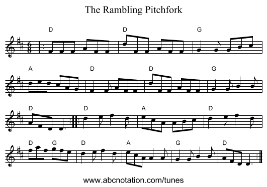 The Rambling Pitchfork - staff notation