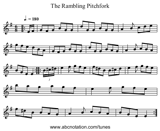 The Rambling Pitchfork - staff notation