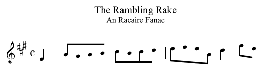 The Rambling Rake - staff notation