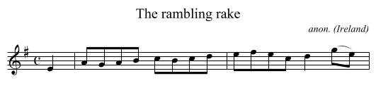 The rambling rake - staff notation