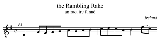 the Rambling Rake - staff notation