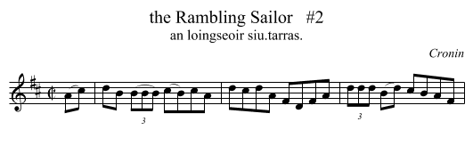 the Rambling Sailor   #2 - staff notation