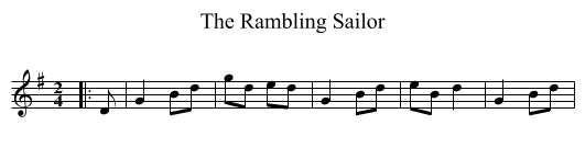 The Rambling Sailor - staff notation