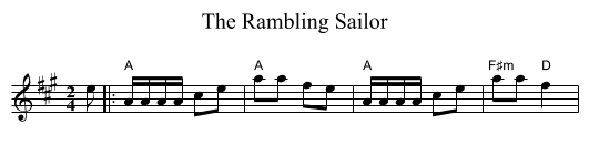 The Rambling Sailor - staff notation