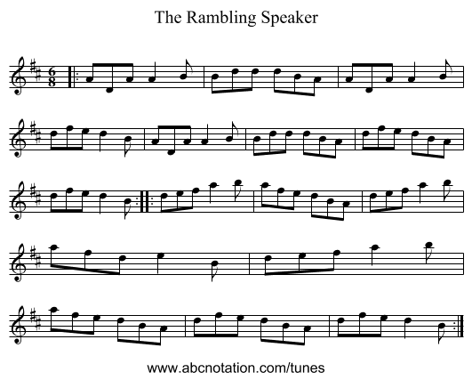 The Rambling Speaker - staff notation
