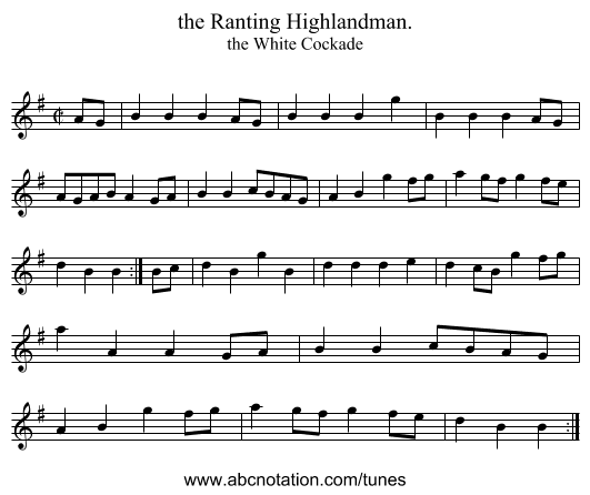 the Ranting Highlandman. - staff notation