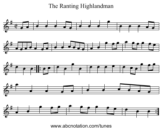 The Ranting Highlandman - staff notation