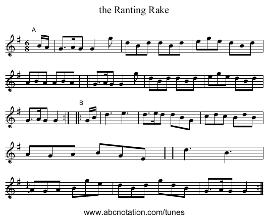 the Ranting Rake - staff notation
