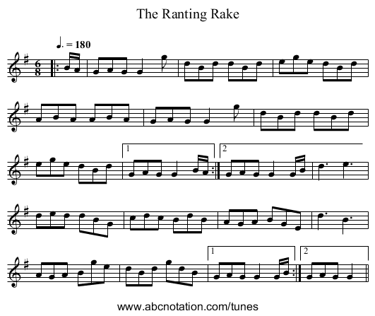 The Ranting Rake - staff notation