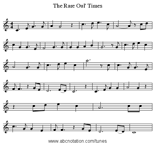 The Rare Oul' Times - staff notation