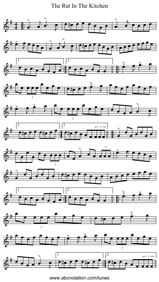 The Rat In The Kitchen - staff notation