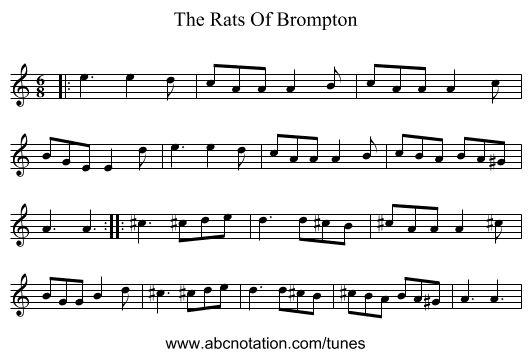 The Rats Of Brompton - staff notation