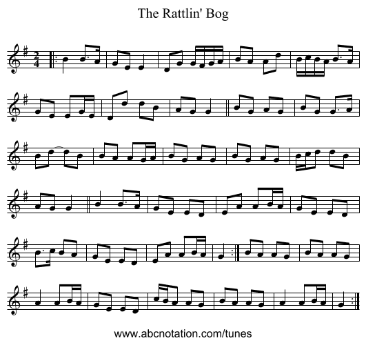 The Rattlin' Bog - staff notation
