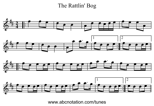 The Rattlin' Bog - staff notation