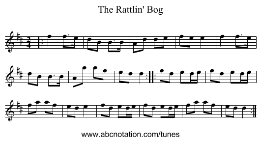 The Rattlin' Bog - staff notation