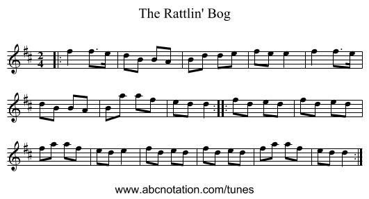 The Rattlin' Bog - staff notation