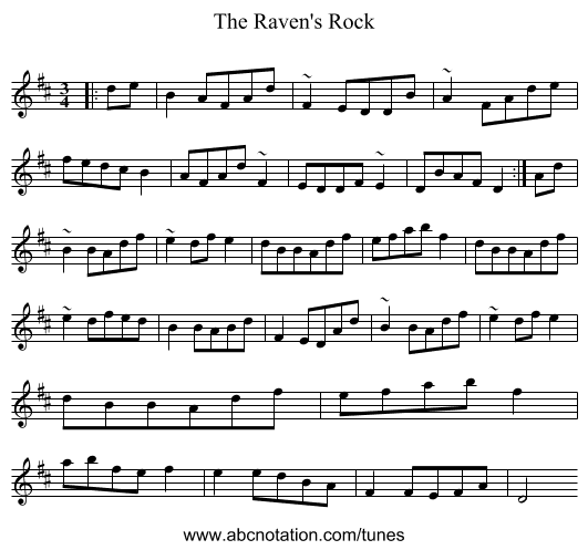 The Raven's Rock - staff notation