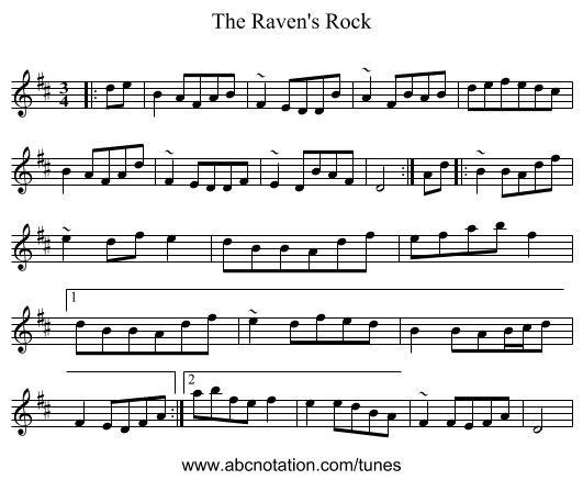 The Raven's Rock - staff notation