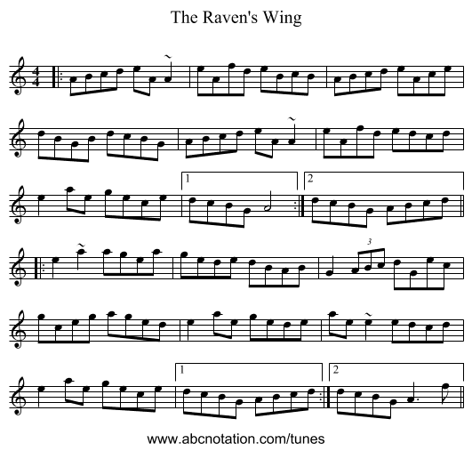 The Raven's Wing - staff notation