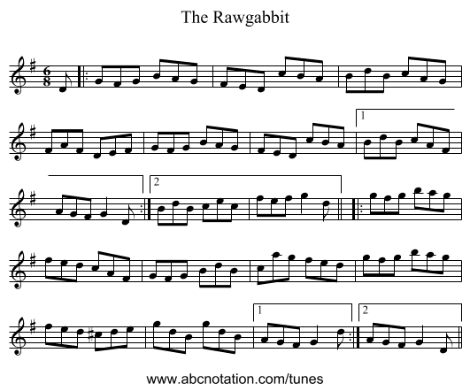 The Rawgabbit - staff notation