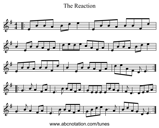 The Reaction - staff notation