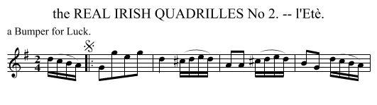the REAL IRISH QUADRILLES No 2. -- l'Et&egrave;. - staff notation